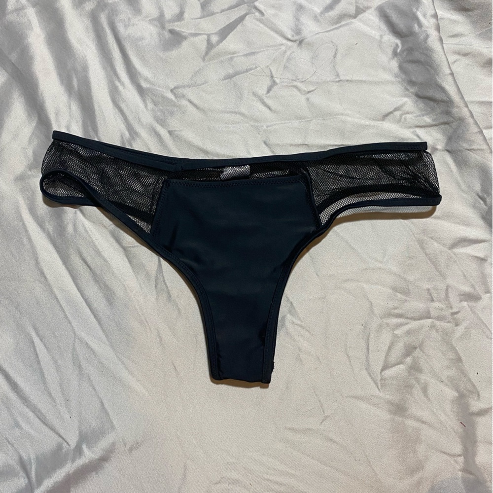 Nasty girl, mesh cheeky, thong, Brazilian, sexy bikini bottom black low rise